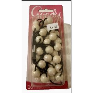 Vintage Goody Twin Bead Ponytail Holders White 16 Count Discontinued